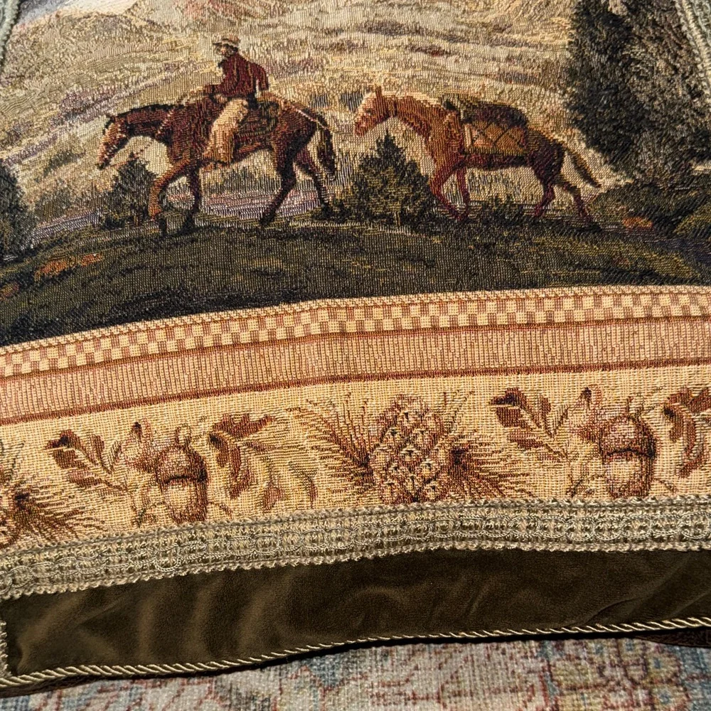 Western Tapestry and leather look Pillow Sham  by Wood River Bed Pillow size - Picture 4 of 11